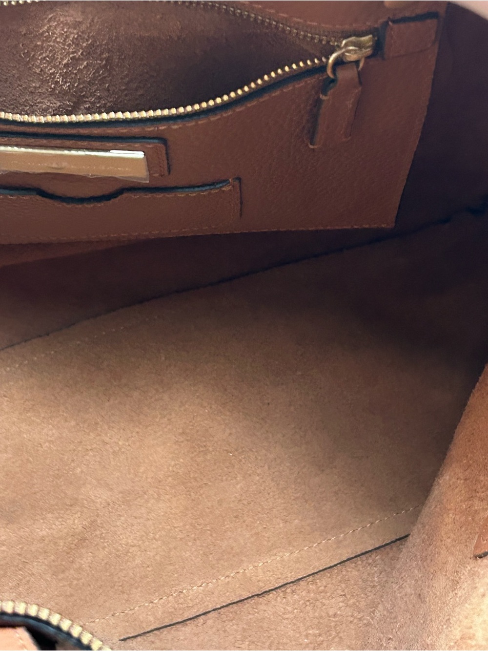 Pebbled Leather Shoulder Tote in Brown with Gold Hardware - Picture 2 of 6